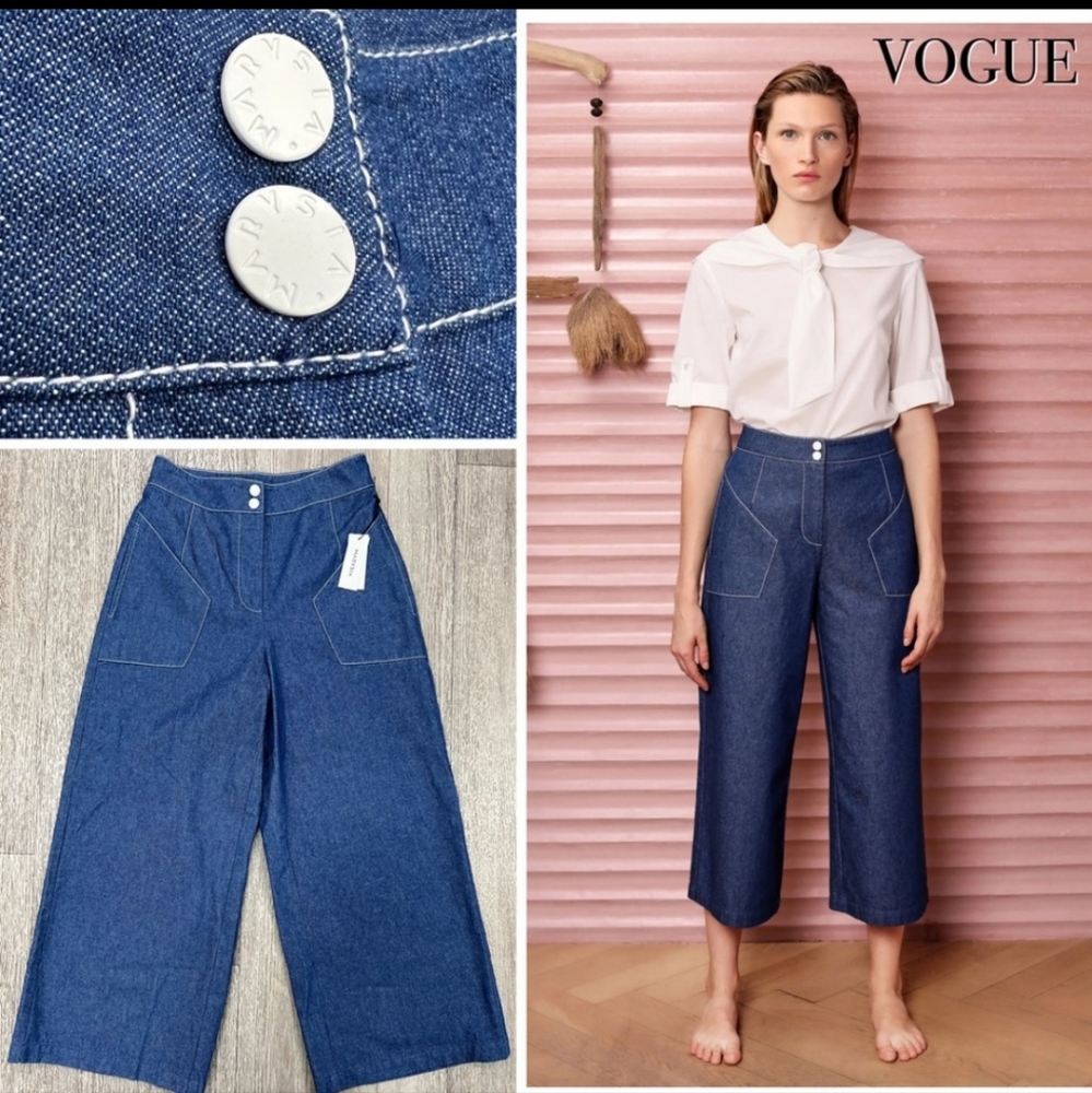 NWT Marysia Blue Wide Leg Cropped Denim Jeans